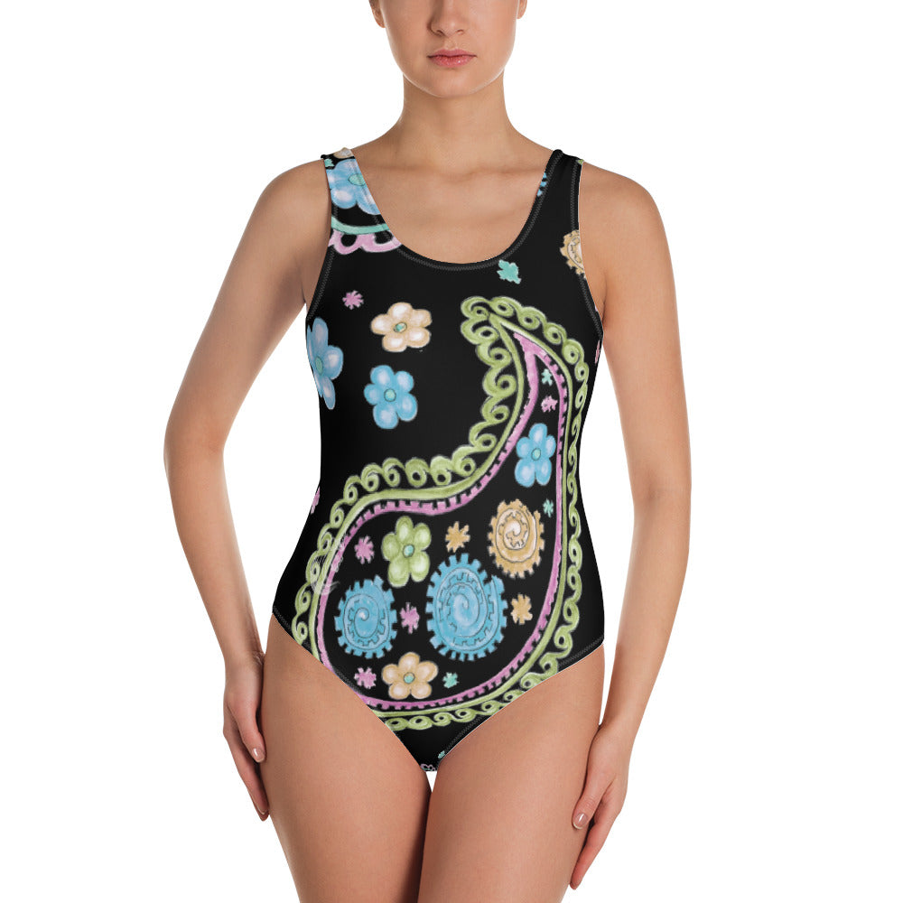Floral Swirl One-Piece Swimsuit for Women