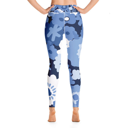 Blue Flowers Yoga Leggings