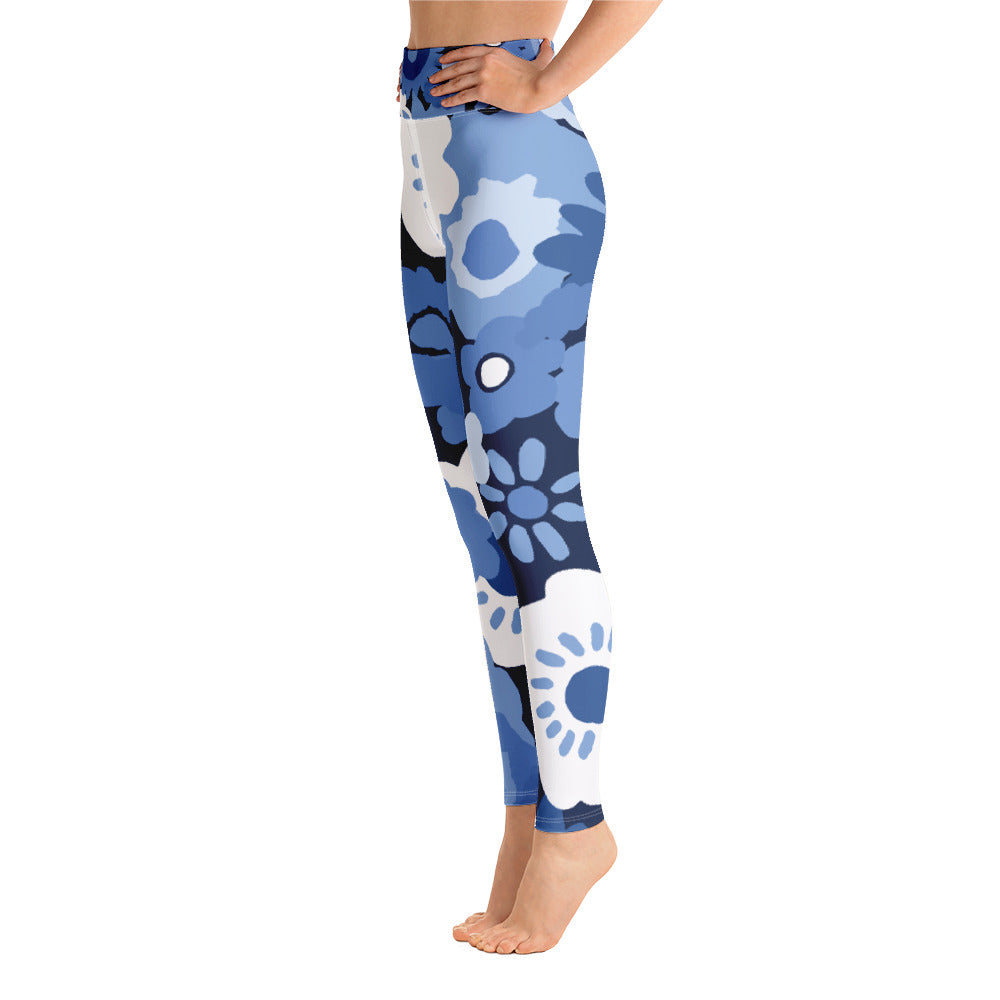 Blue Flowers Yoga Leggings