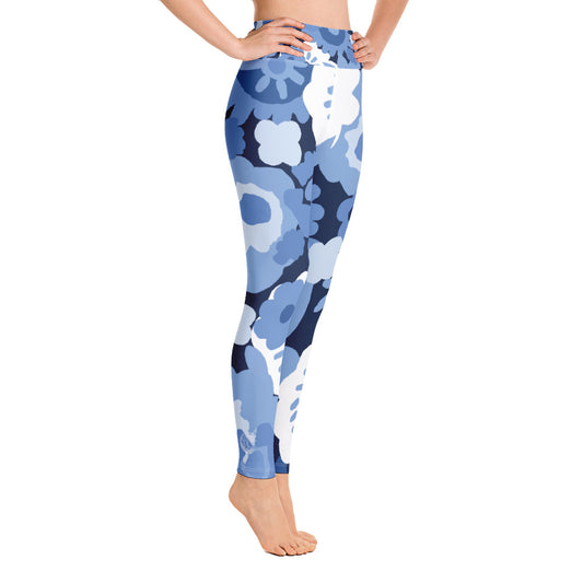 Blue Flowers Yoga Leggings