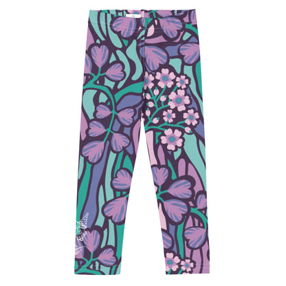 Blue flowers Kid's Leggings - Party Wave Surf Store