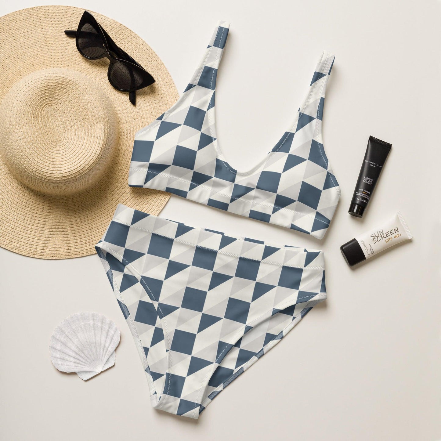 Geometrical Recycled High-Waisted Bikini - Party Wave Surf Store