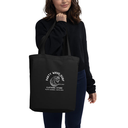 Party Wave Surf Black Eco Tote Bag - Party Wave Surf Store