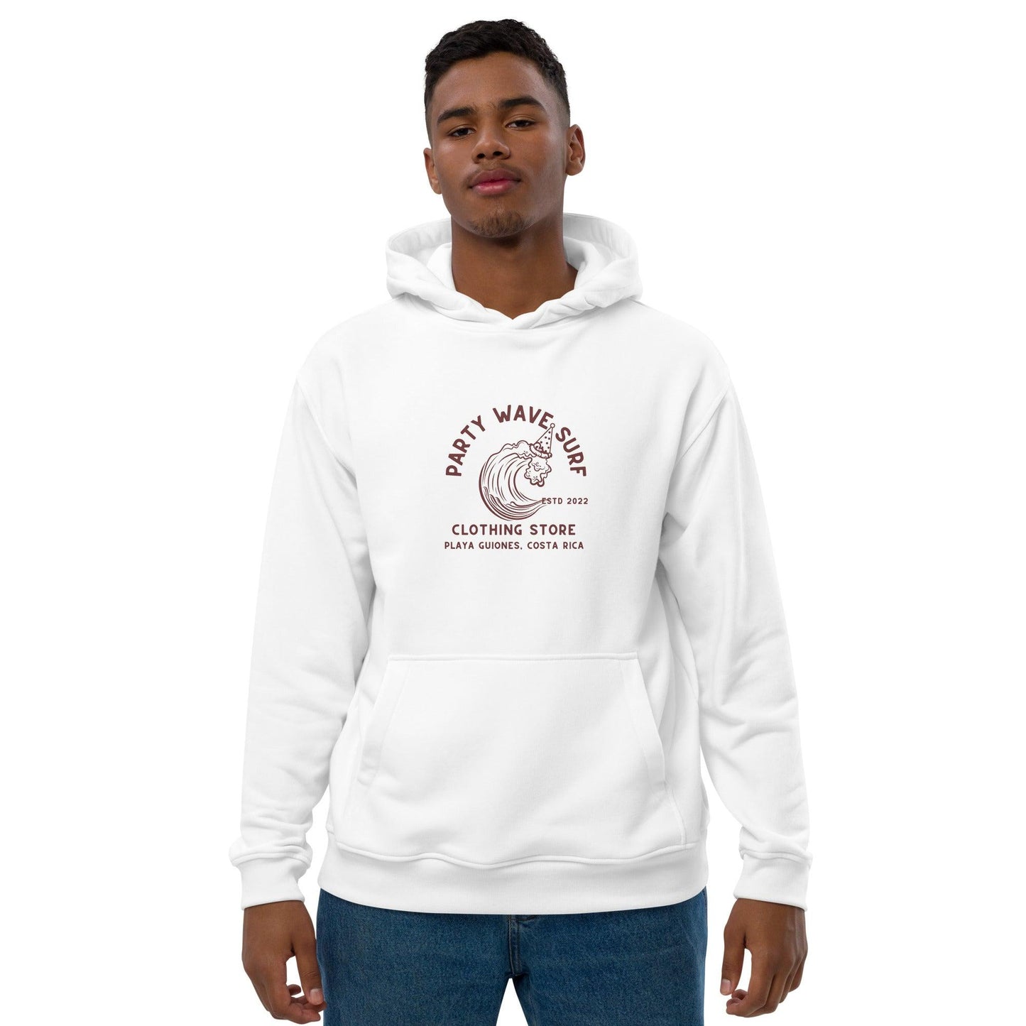 Party Wave Surf Premium White Eco Hoodie - Party Wave Surf Store