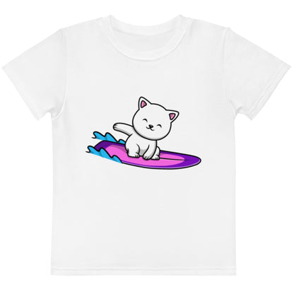 Surfing Kitty Kids Crew Neck T-shirt - Party Wave Surf Store