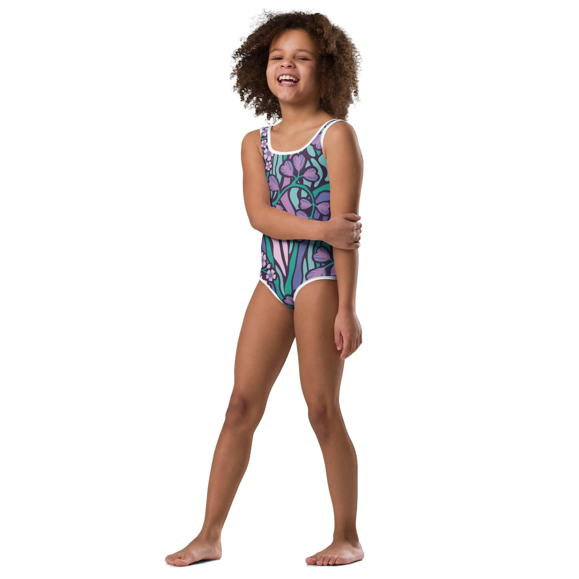 UPF 40+ Floral Kids Swimsuit - Party Wave Surf Store