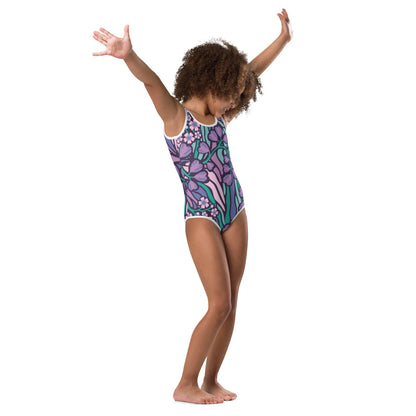 UPF 40+ Floral Kids Swimsuit - Party Wave Surf Store