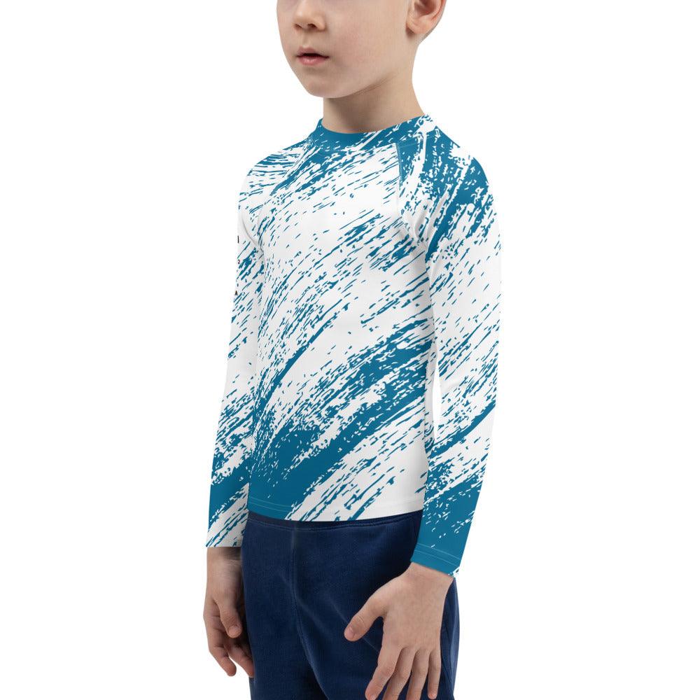 UPF 50+ Blue/white Kids Rashguard - Party Wave Surf Store