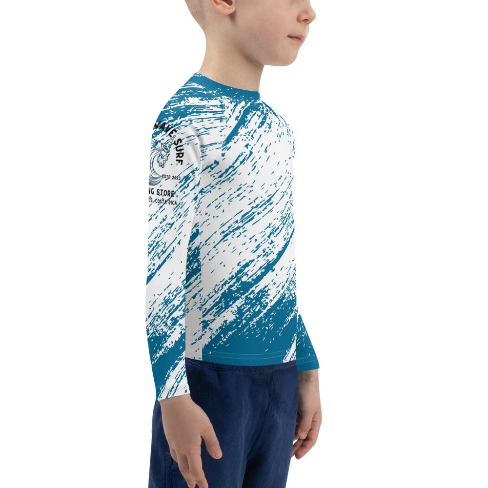 UPF 50+ Blue/white Kids Rashguard - Party Wave Surf Store