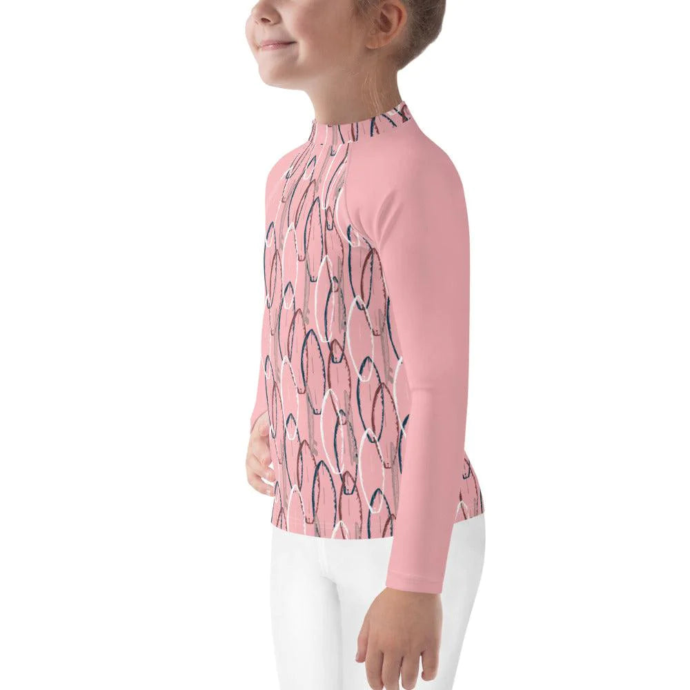 UPF 50+ Fitted Kids Pink Rashguard - Party Wave Surf Store