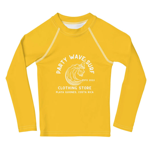 UPF 50+ Kids Yellow Rashguard - Party Wave Surf Store