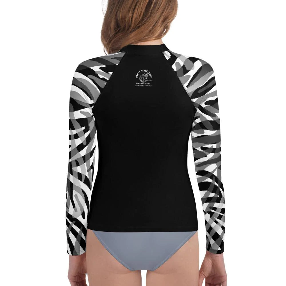 UPF 50+ Zebra Rashguard - Party Wave Surf Store