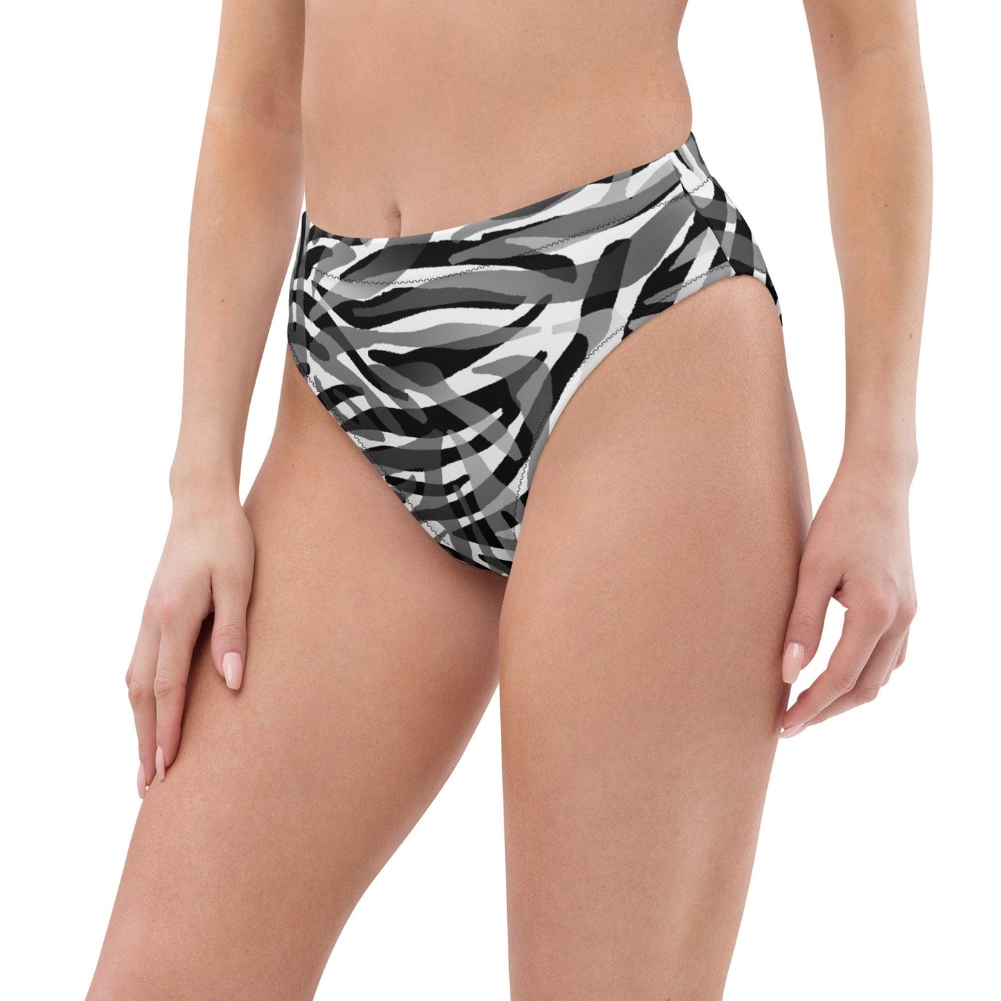 Zebra Recycled High-waisted Bikini Bottom - Party Wave Surf Store