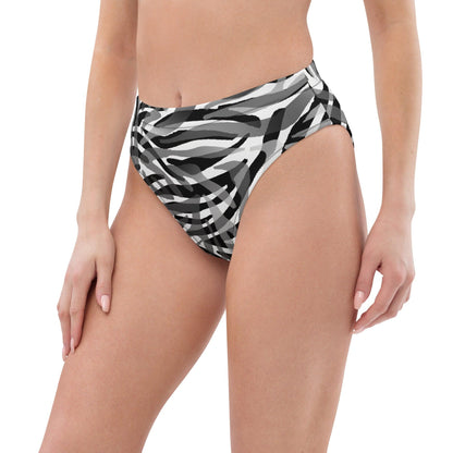 Zebra Recycled High-waisted Bikini Bottom - Party Wave Surf Store