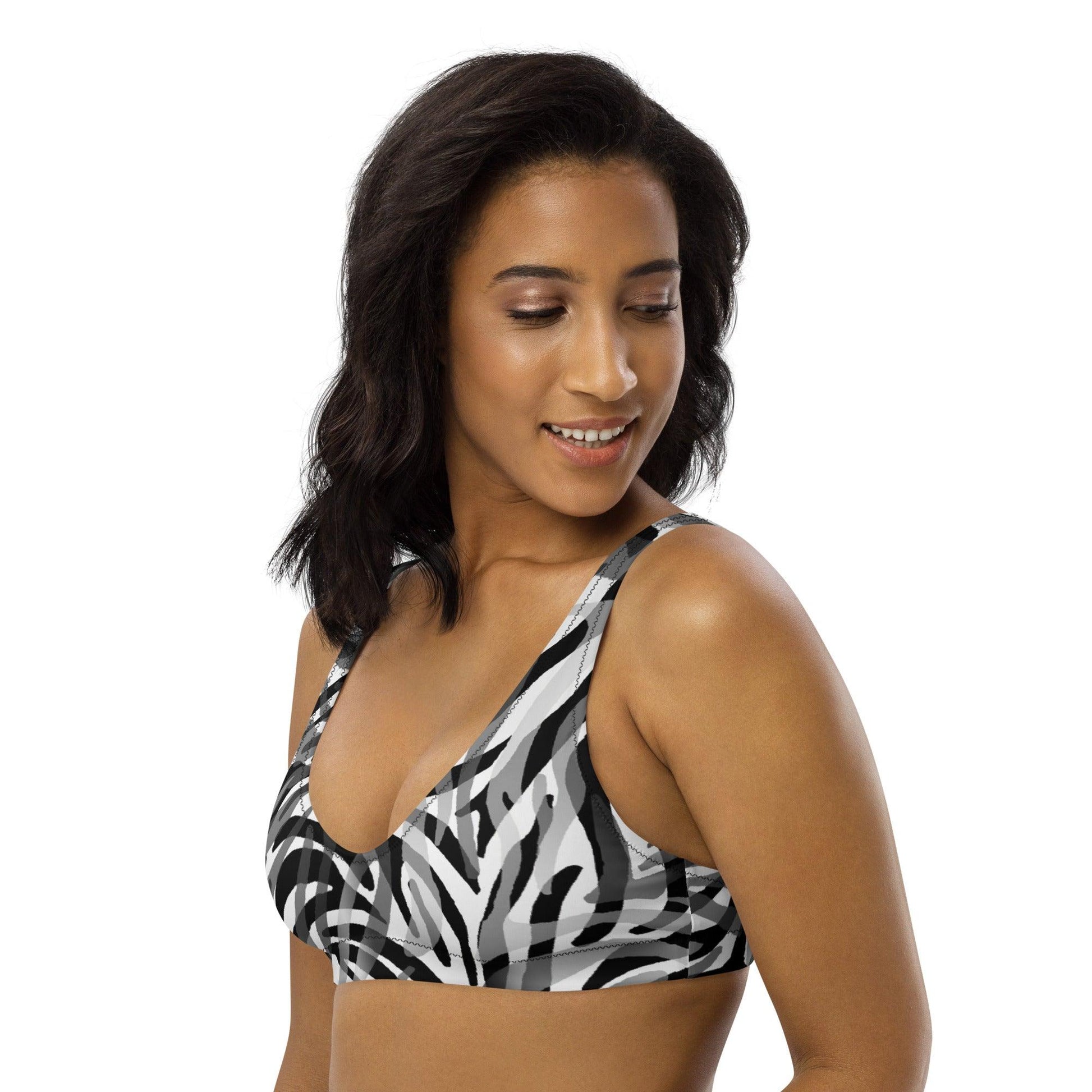 Zebra Recycled Padded Bikini Top - Party Wave Surf Store